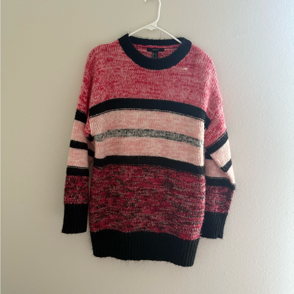 Women's Striped Sweater - Pink and Black